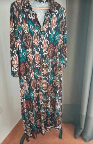 Vestido camisero estampado largo