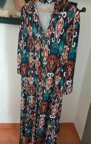 Vestido camisero estampado largo
