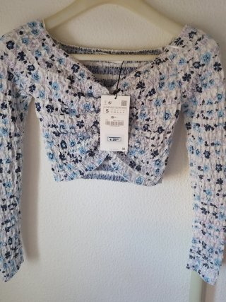 Zara Crop Top Flores S/36