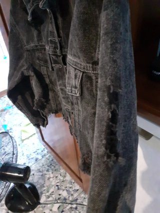 Giacca jeans corta nera/grigia xs