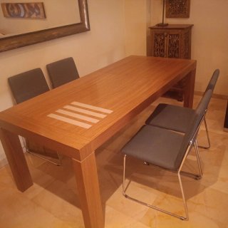 4 Sillas Comedor Tela Gris y Metal