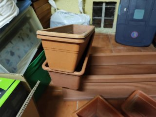 Lote de jardineras y macetas de plástico
