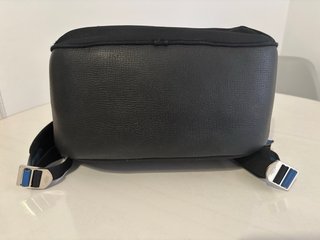 Mochila Smythson Negra y Azul Piel Lona