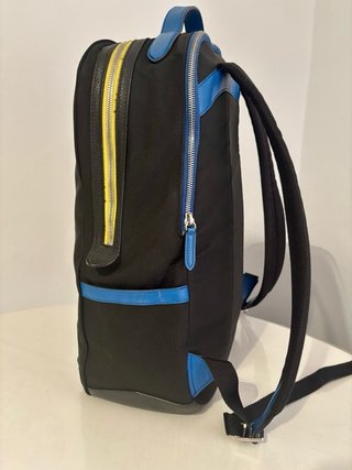 Mochila Smythson Negra y Azul Piel Lona