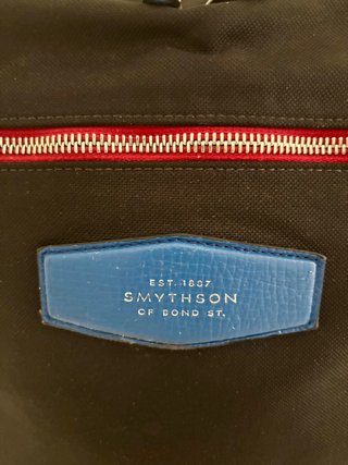 Mochila Smythson Negra y Azul Piel Lona