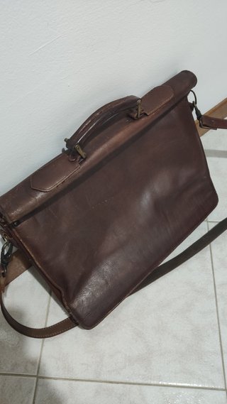 Cartella vera pelle marrone tracolla 3 vani
