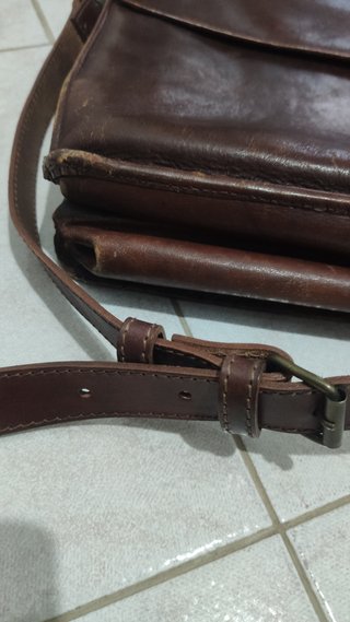 Cartella vera pelle marrone tracolla 3 vani