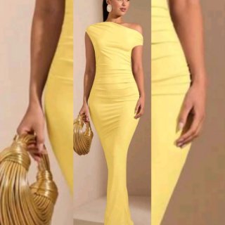Vestido Verano Mujer Corte Sirena Amarillo