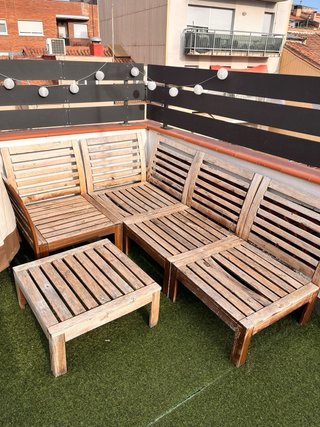 Conjunto modular sofá exterior Ikea madera maciza