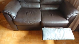 Sofá de Piel Marrón Reclinable