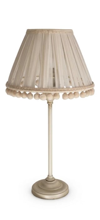 Lámpara de mesa beige y dorada