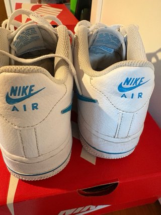 Nike Air Force 1 Blancas  logo Azul T 39