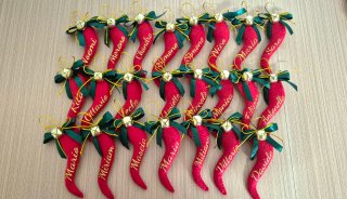Cornetti portafortuna con nome con confezione