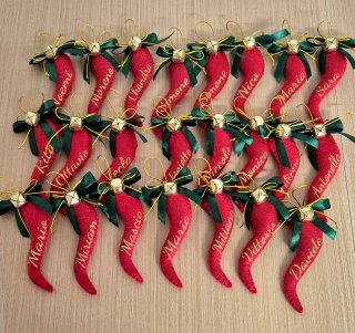 Cornetti portafortuna con nome con confezione
