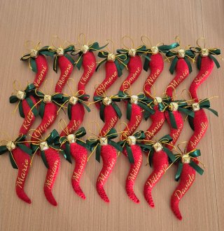 Cornetti portafortuna con nome con confezione