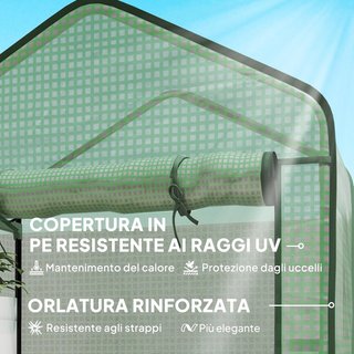 Invernadero de 5 Niveles con Entrada Enrollable y Cubierta Extendida, Invernadero de Jardín de Acero y Polietileno, 90X49X193 Cm, Verde