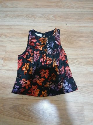 Top fiesta floral negro multicolor