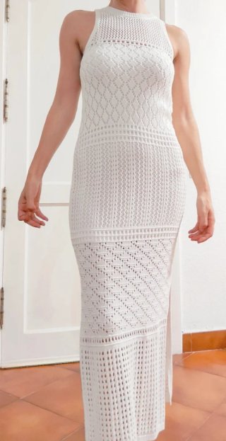 Vestido largo blanco de encaje
