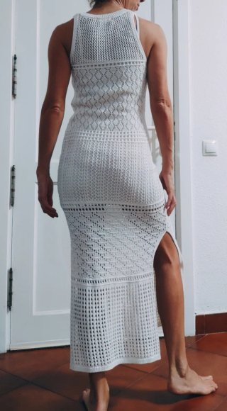 Vestido largo blanco de encaje