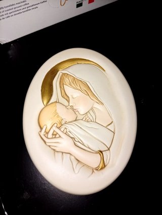 Quadro tondo ceramica Madonnina