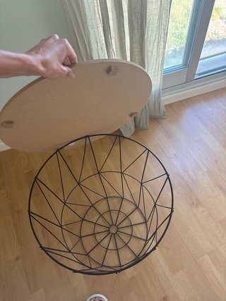 Mesa auxiliar redonda metal y madera