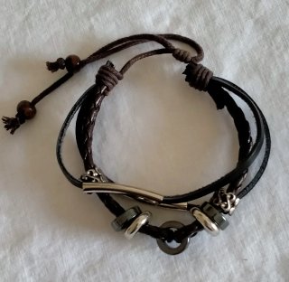 Set 3 braccialetti cuoio uomo donna