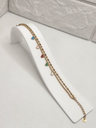 Pulsera doble cadena acero inox chapado oro