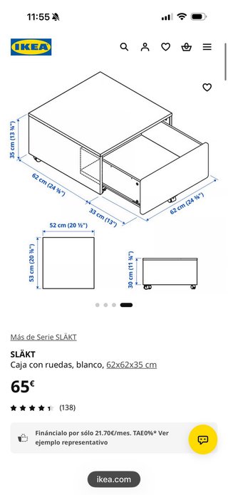 Cajon con ruedas Ikea blanco SLÄKT