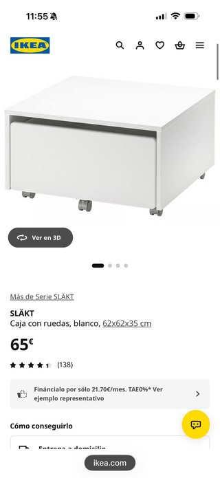 Cajon con ruedas Ikea blanco SLÄKT