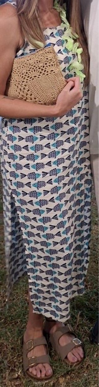 Vestido largo estampado peces