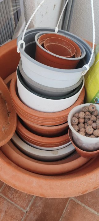 Macetas y herramientas de jardinería
