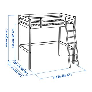 Cama Alta Stora 140x200 Madera Blanca