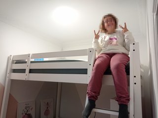 Cama Alta Stora 140x200 Madera Blanca