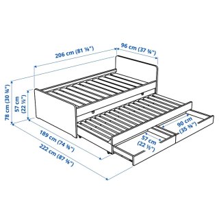 Cama IKEA SLÄKT 90x200 con nido y cajones