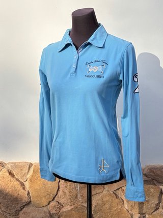 Polo Valecuatro Mujer Manga Larga Azul