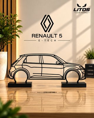 Renault 5 E-Tech - Silueta 3D con base