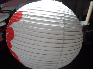 Lámpara globo papel decorado años 60
