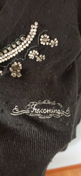 Cardigan Fracomina nero con strass