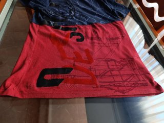 Camiseta Hombre Manga Corta Azul y Roja