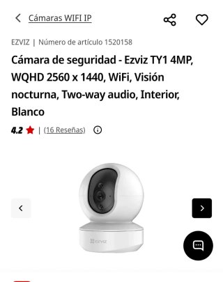 Cámara Vigilancia EZVIZ TY1 WiFi 2K 4MP