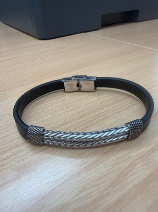 Pulsera Cuero Hombre Cierre Acero