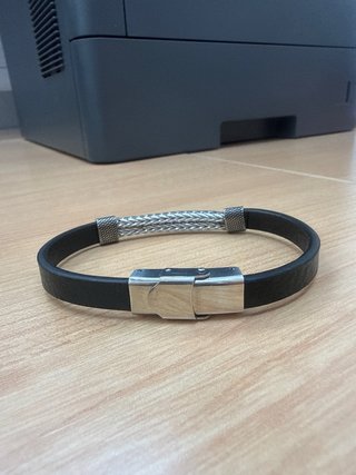 Pulsera Cuero Hombre Cierre Acero