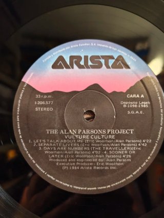 Disco LP The Alan Parsons Project Vulture Culture