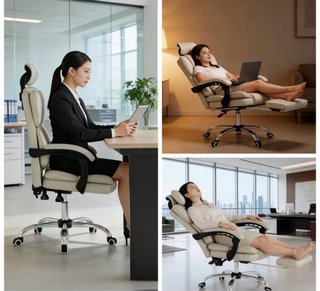 Escritorio blanco y silla de oficina