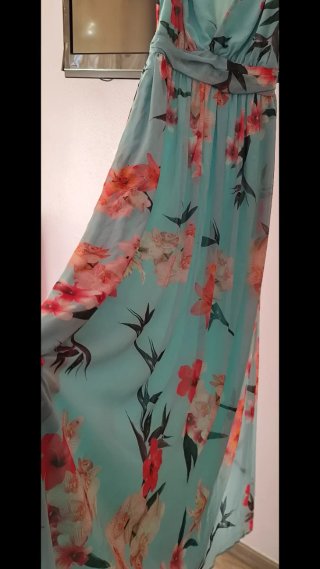 Vestido largo floral azul