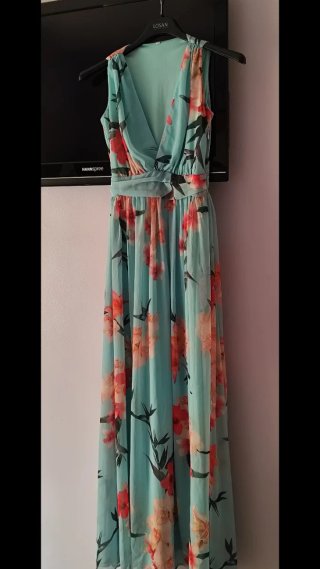 Vestido largo floral azul