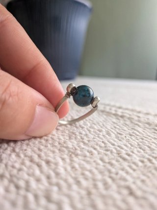 Anillo artesanal piedra verde azulada