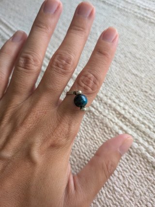 Anillo artesanal piedra verde azulada