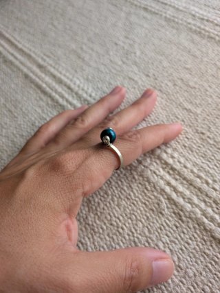 Anillo artesanal piedra verde azulada