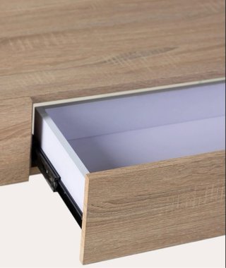 Consola recibidor madera y cristal con 2 cajones